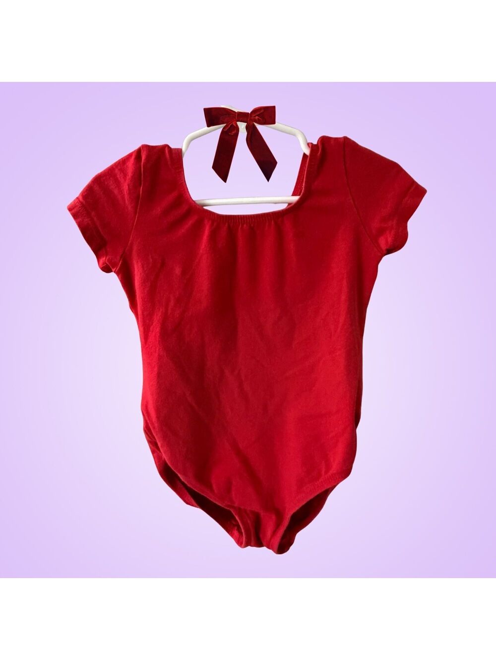 Girls New Size Medium Red Velvet Short Sleeve Ballet Dance Leotard